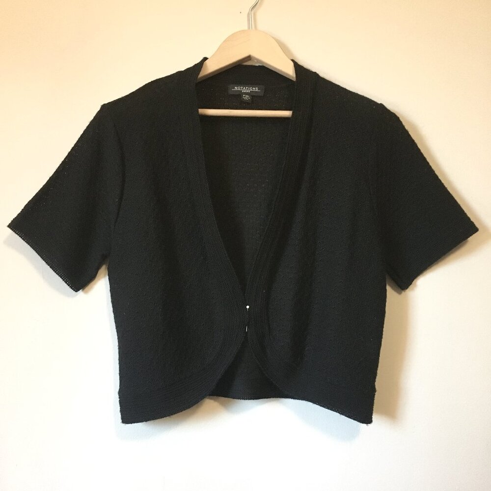Notations Black Pointelle Knit Bolero Shrug Whimsigoth XL